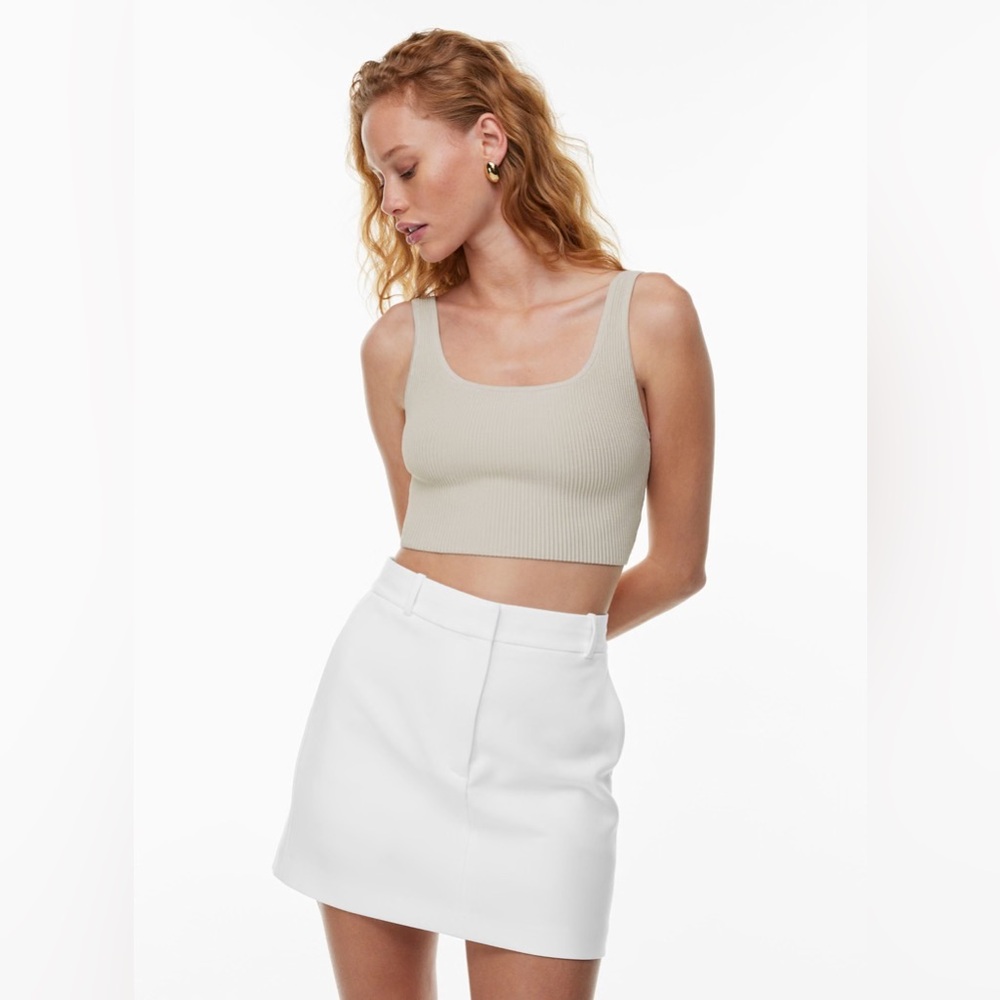 Babaton Sculpt Knit Squareneck Cream Cropped Tank - Size Small